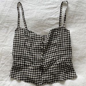 NWT Black & White Adela mono gingham top